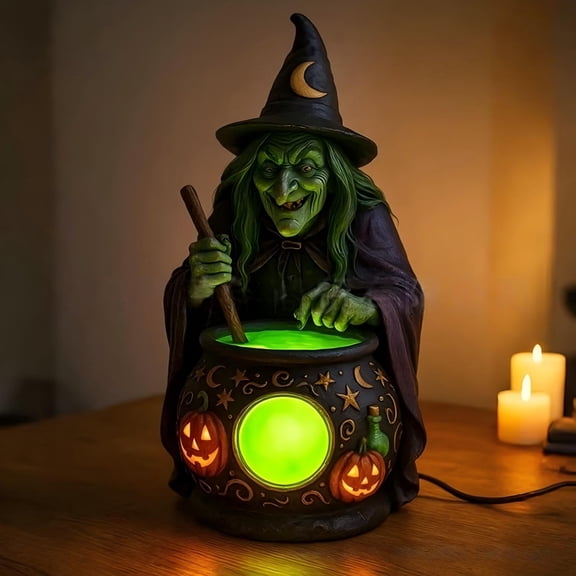 Healthloop Halloween Gothic Resin Table Lamp, Witch Bat Mermaid LED Decor Light for Home