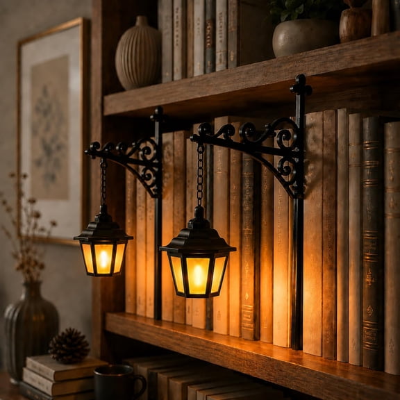 Healthloop Library Lantern Bookshelf Light, Vintage LED Bookend Lamp for Book Lovers