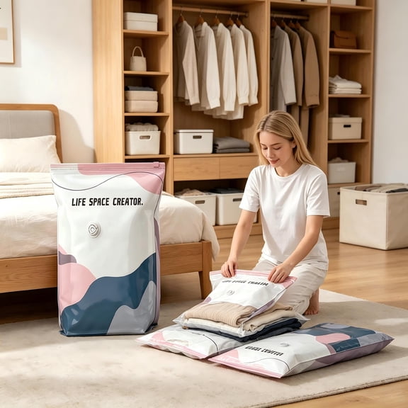 Healthloop No Pump Vacuum Storage Bags – Press & Seal, Extra Large Cube Space Saver for Clothes, Bedding & Off‑Season Gear