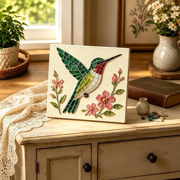Healthloop Watering Can Mosaic Art Kit, Garden Suncatcher Craft with Butterfly Hummingbird Design for Adults