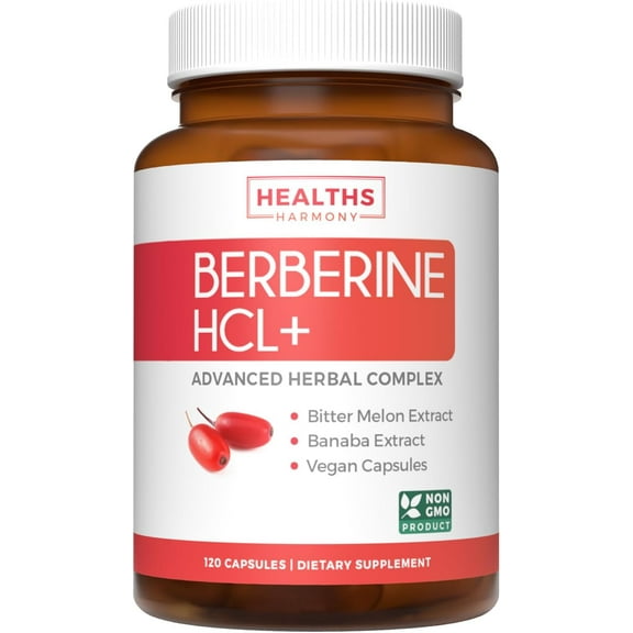 Healths Harmony Berberine Supplement, Berberine HCL with Bitter Melon & Banaba Leaf, 120 Capsules