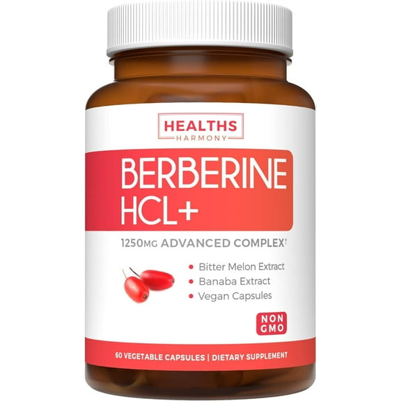 Healths Harmony Berberine Supplement, Berberine HCL with Bitter Melon & Banaba Leaf, 60 Capsules