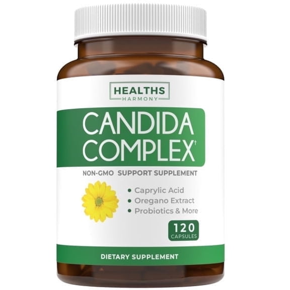 Healths Harmony Candida Cleanse Intestinal Flora Support with Oregano & Caprylic Acid, 120 Capsules
