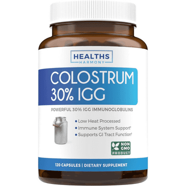 Healths Harmony 1000mg Colostrum Supplement with 30% IgG for Immune Support, 120 Capsules