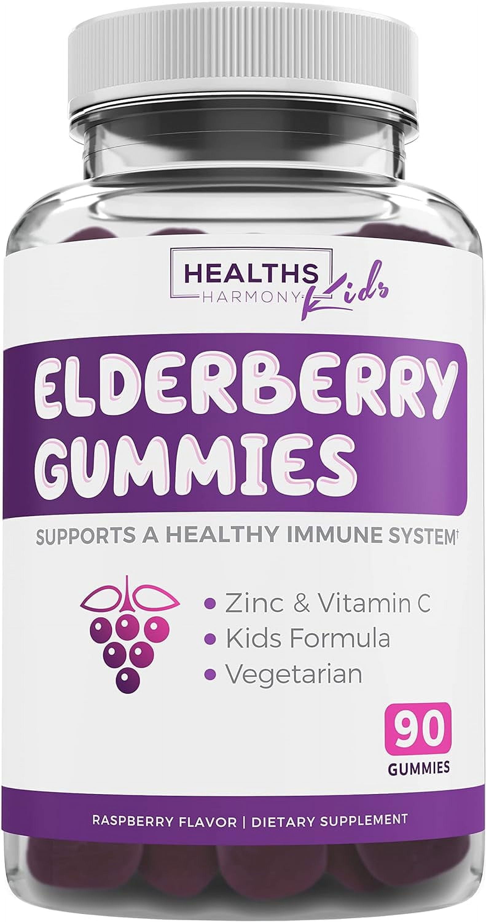 Healths Harmony Elderberry Gummies for Kids, Immune Support Supplement with Vitamin C & Zinc, 90 Count