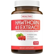 Healths Harmony Hawthorn Berry 4:1 Extract (120 Capsules) Supports Healthy Blood Pressure, Circulation, Heart Health & Immune System - Powerful Antioxidant Hawthorne Supplement