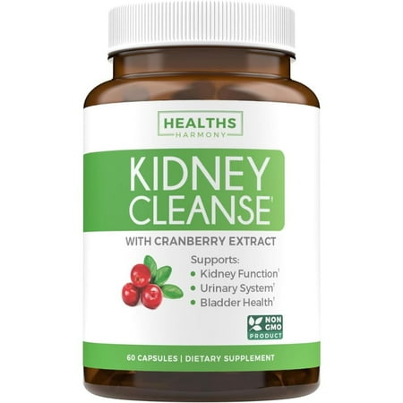 product image of Healths Harmony Kidney Cleanse Supplement (Vegetarian) Supports Bladder Control & Urinary Tract - Powerful Cranberry Extract - Natural Herbs - Kidney Health, Flush & Detox - 60 Capsules No Pills