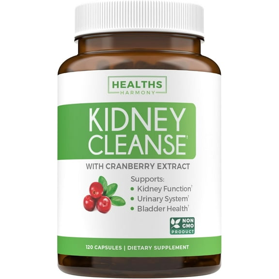Healths Harmony Kidney Cleanse, Kidney Support Supplement with Cranberry Extract, 120 Capsules