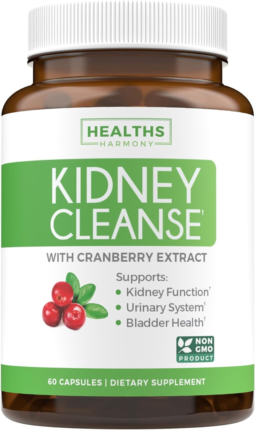 Healths Harmony Kidney Cleanse, Kidney Support Supplement with Cranberry Extract, 60 Capsules