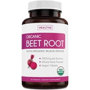 Healths Harmony Organic Beet Root Powder with Black Pepper, 1350mg Beets Per Serving, 60 Tablets
