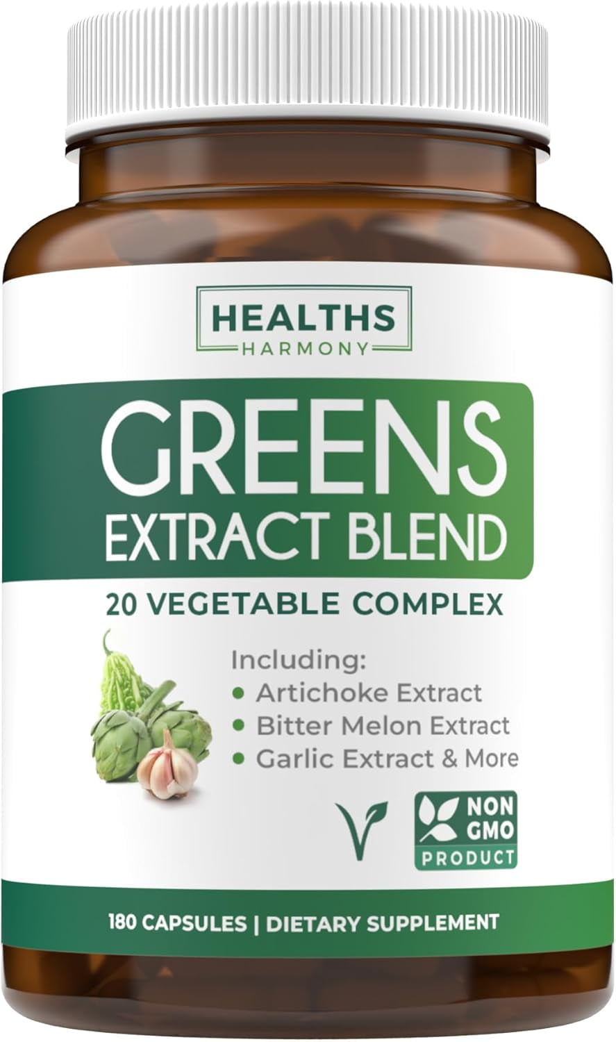 Healths Harmony 2,250mg Super Greens Antioxidants Supplement with 20 Superfood Ingredients, 180 Caps