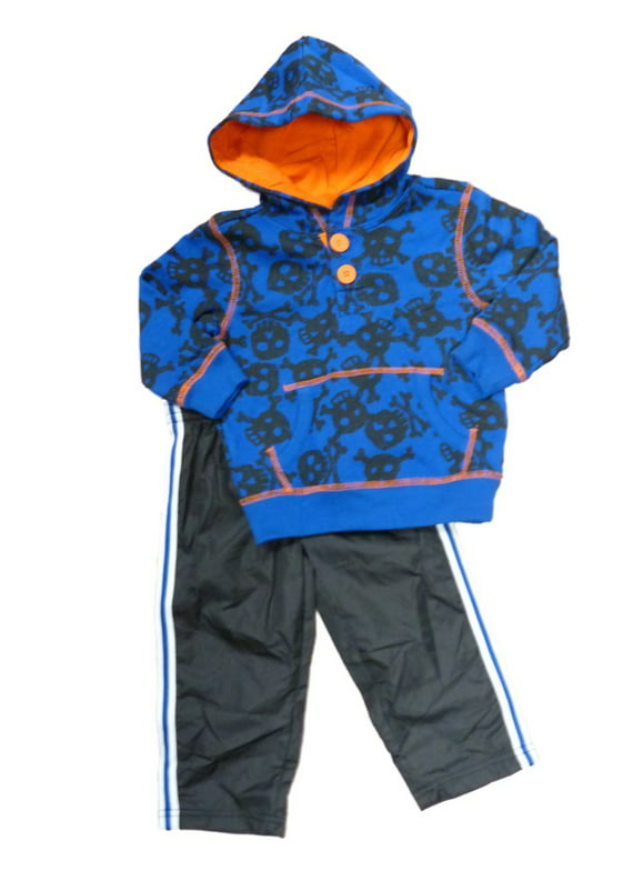 Healthtex Infant Toddler Boys Blue Skull Crossbones Hoodie Track Pants Set 3T