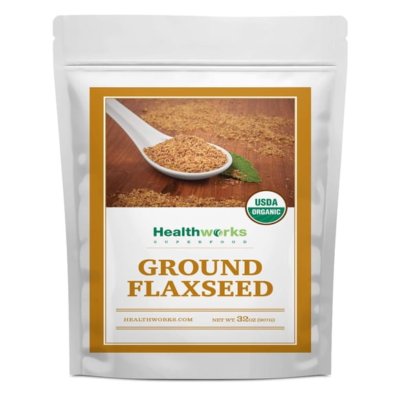 Healthworks Superfoods Ground Flax Seed Powder Organic- 32 Oz / 2 Lbs - Finely Ground Cold Milled Raw