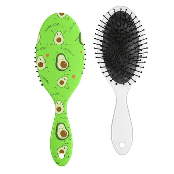 Healthy Avocado Hair Brush, Fresh Green Fruit Pattern Detangling Paddle Brush, Cute Kawaii Avocado Lover Design