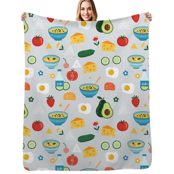 Healthy Breakfast Pattern Soft Blanket Travel Bedding Throws Flannel Bedspread Sofa Bed Cover