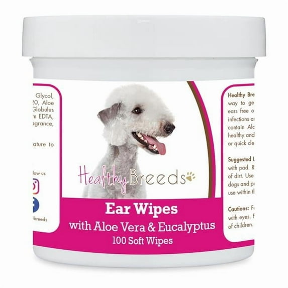 Healthy Breeds 192959823035 Bedlington Terrier Ear Cleaning Wipes with Aloe & Eucalyptus for Dogs - 100 Count