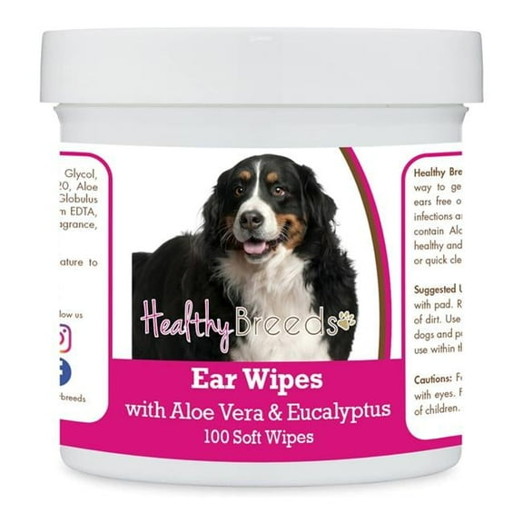 Healthy Breeds 192959823066 Bernese Mountain Dog Ear Cleaning Wipes with Aloe & Eucalyptus for Dogs - 100 Count
