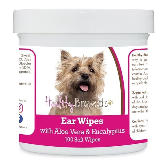 Healthy Breeds 192959823288 Cairn Terrier Ear Cleaning Wipes with Aloe & Eucalyptus for Dogs - 100 Count