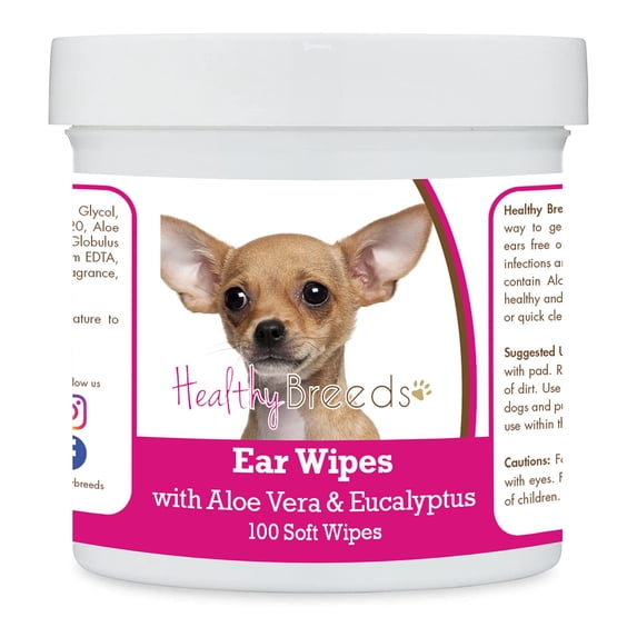 Healthy Breeds Chihuahua Ear Cleaning Wipes with Aloe Eucalyptus for Dogs 100 Count