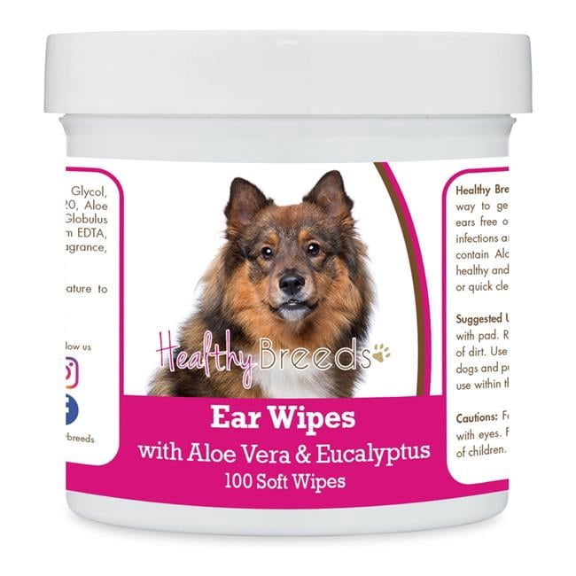 Healthy Breeds 192959823677 Eurasier Ear Cleaning Wipes with Aloe & Eucalyptus for Dogs - 100 Count
