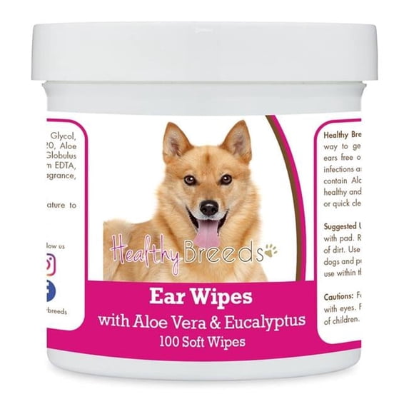 Healthy Breeds 192959823714 Finnish Spitz Ear Cleaning Wipes with Aloe & Eucalyptus for Dogs - 100 Count