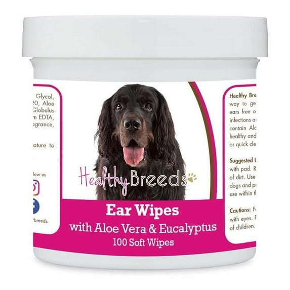 Healthy Breeds 192959823837 Gordon Setter Ear Cleaning Wipes with Aloe & Eucalyptus for Dogs - 100 Count