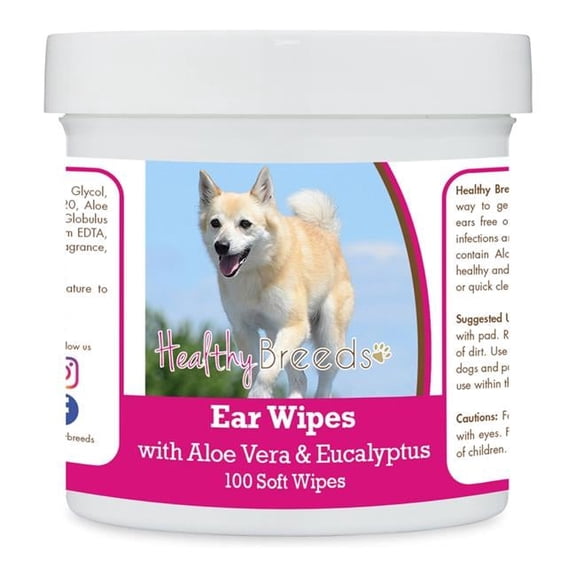 Healthy Breeds 192959824216 Norwegian Buhund Ear Cleaning Wipes with Aloe & Eucalyptus for Dogs - 100 Count