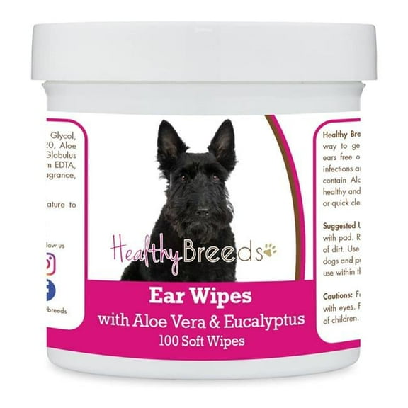 Healthy Breeds 192959824780 Scottish Terrier Ear Cleaning Wipes with Aloe & Eucalyptus for Dogs - 100 Count