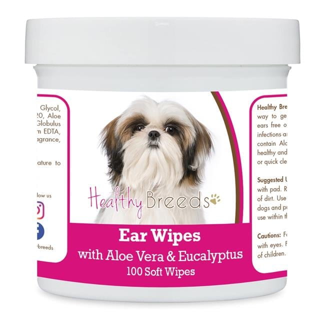 Healthy Breeds 192959824797 Shih Tzu Ear Cleaning Wipes with Aloe & Eucalyptus for Dogs - 100 Count