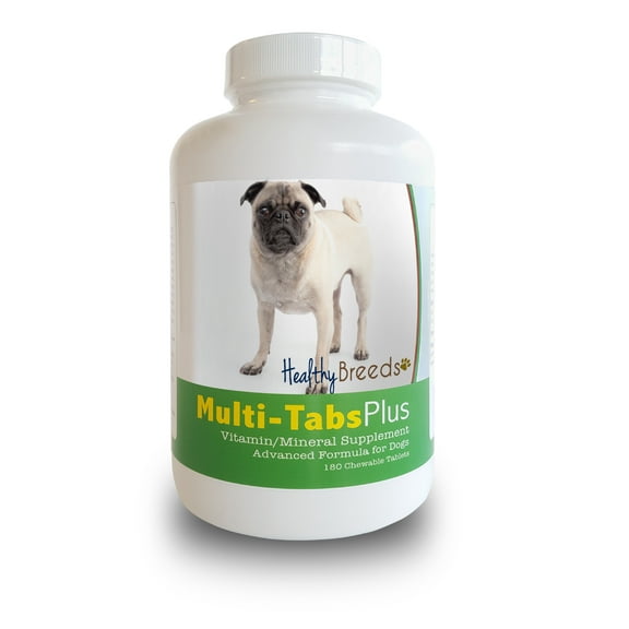 Healthy Breeds Dog Multi-Tab Vitamin and Mineral Supplement for Pug, 180 Chews