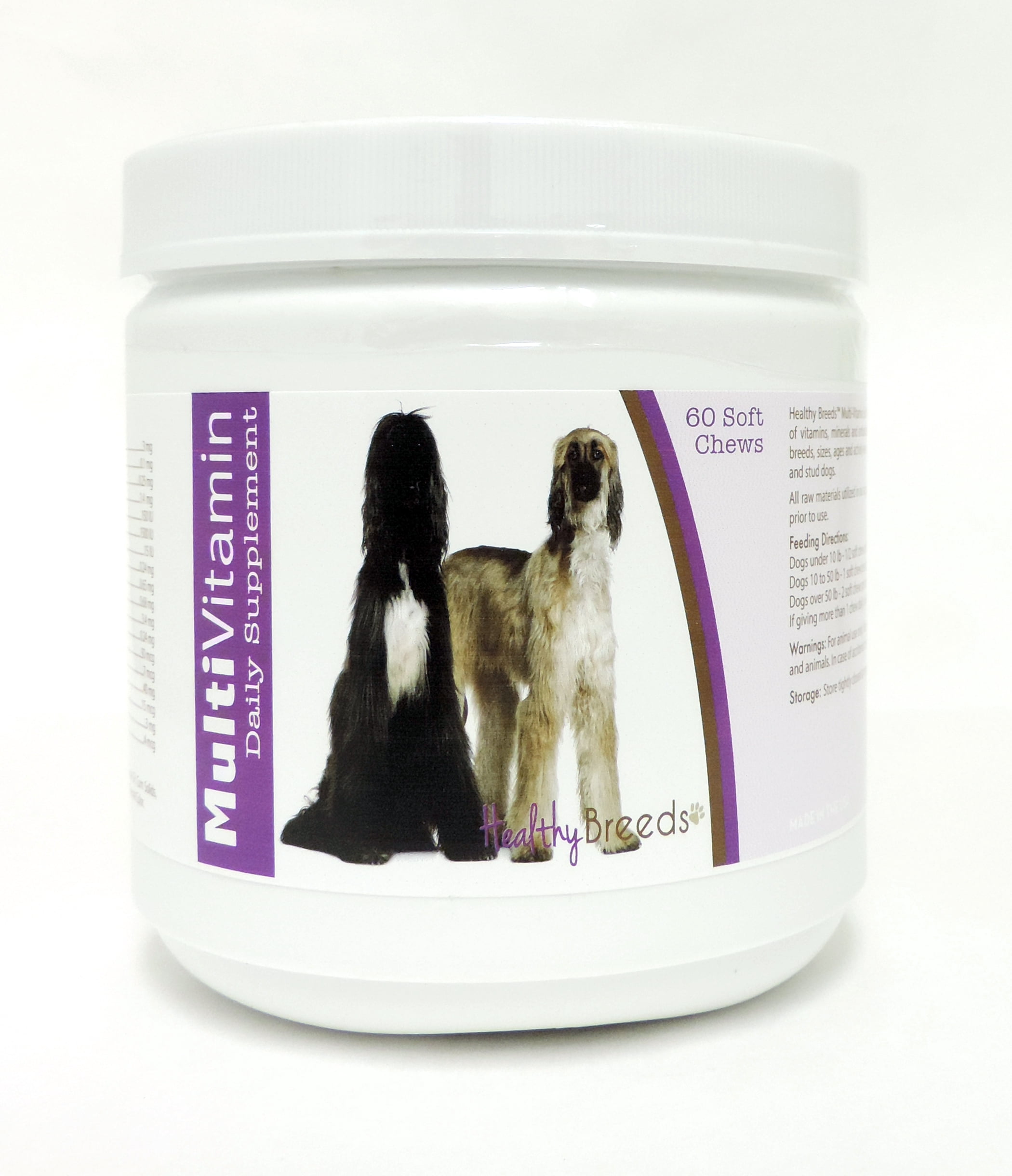 Healthy Breeds Dog Multi-Vitamin Soft Chew for Afghan Hound, Daily Vitamin and Mineral Supplement, 60 Count