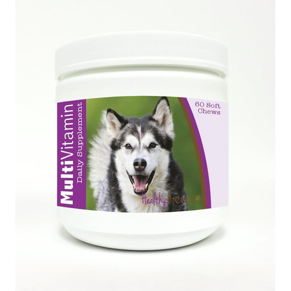 Healthy Breeds Dog Multi-Vitamin Soft Chew for Alaskan Malamute, Daily Vitamin and Mineral Supplement, 60 Count