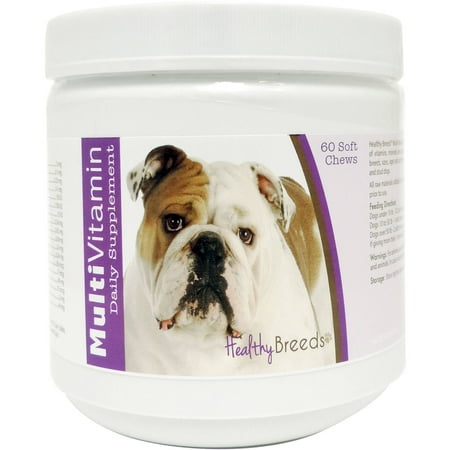 Healthy Breeds Dog Multi-Vitamin Soft Chew for Bulldog, Daily Vitamin and Mineral Supplement, 60 Count