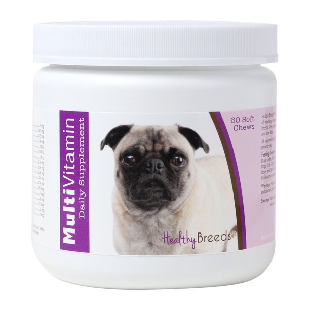Healthy Breeds Dog MultiVitamin Soft Chew for Pug, Daily Vitamin and