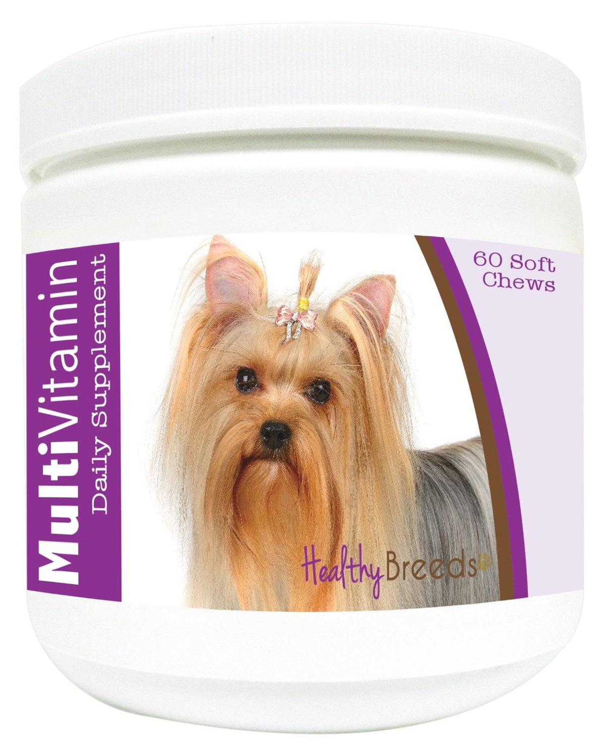 Healthy Breeds Dog Multi-Vitamin Soft Chew for Yorkshire Terrier, Daily Vitamin and Mineral Supplement, 60 Count