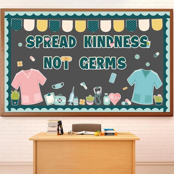 Healthy Bulletin Board Set Healthcare Workers Nurses Classroom Decorations Spread Kindness Not Germs Cutouts for Students Doctor Hospital Nursing School Back to School Party Supplies