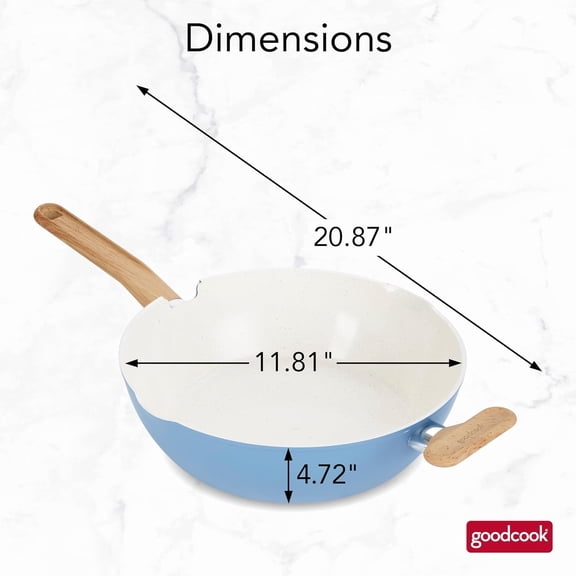 Healthy Ceramic -infused All-in-One Pan with Tempered Glass Lid, Steamer Basket, and Spatula, Light Blue – Induction Cookware, Nonstick Cooking Pan, Food Cooker and Steamer