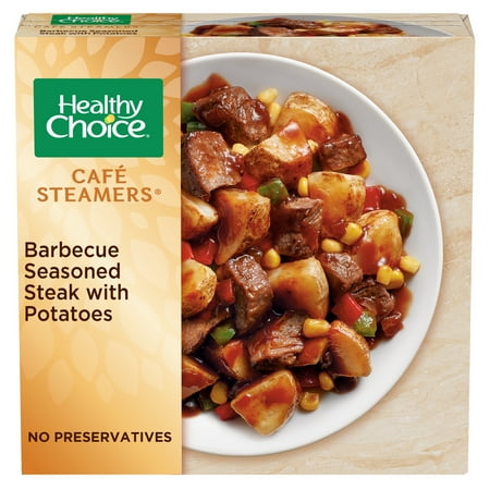 Healthy Choice Cafe Steamers Barbecue Seasoned Steak with Red Potatoes, Frozen Meal, 9.5 oz. Bowl