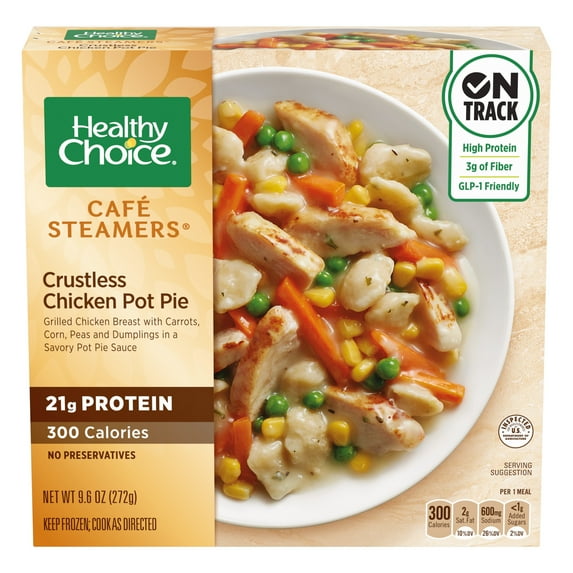 Healthy Choice Café Steamers Crustless Chicken Pot Pie, High Protein Frozen Meal, 9.6 oz. Bowl