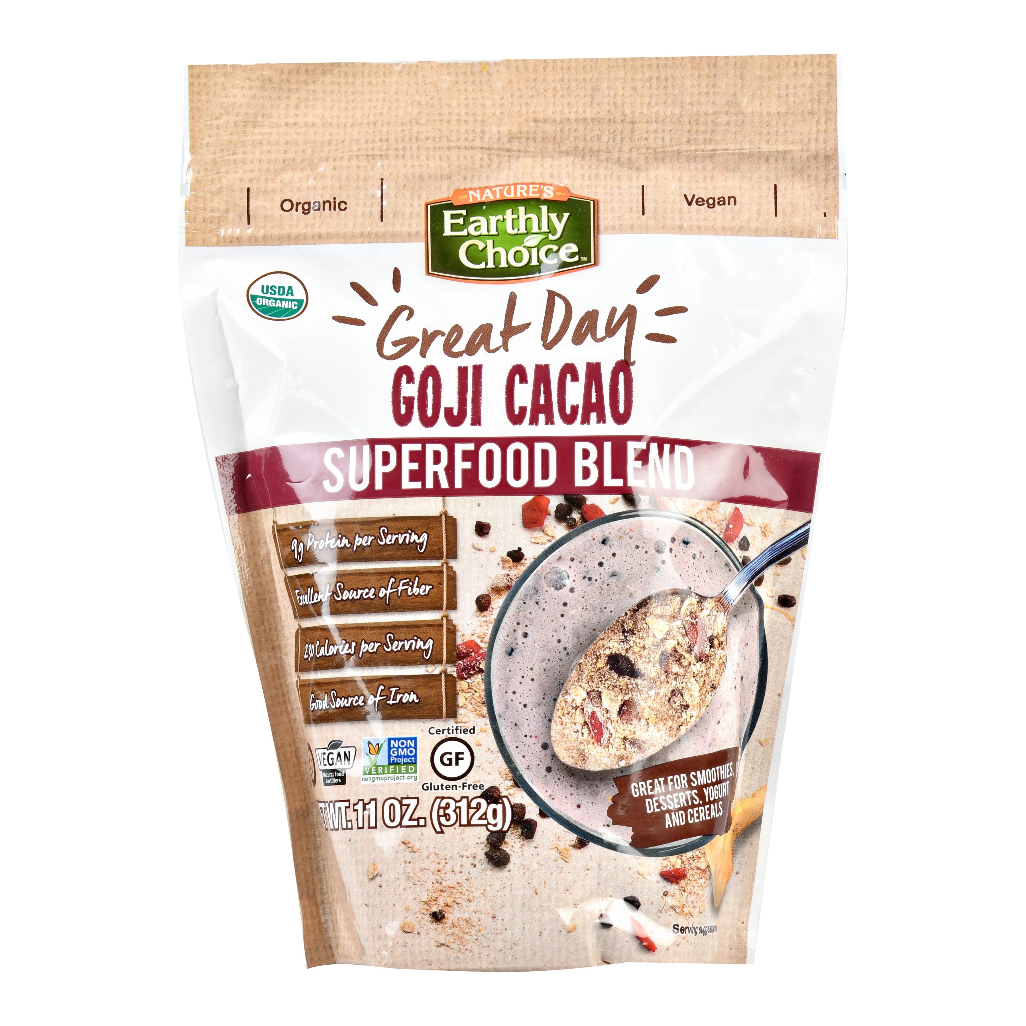 Healthy Choice Delicious Nature's Earthly Goji Cacao bag Keto Vegan and Gluten Free , 11oz