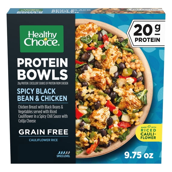 Healthy Choice Protein Bowls Spicy Black Bean & Chicken, 20g Protein, High-Protein Frozen Meal, 9.75-oz. Bowl