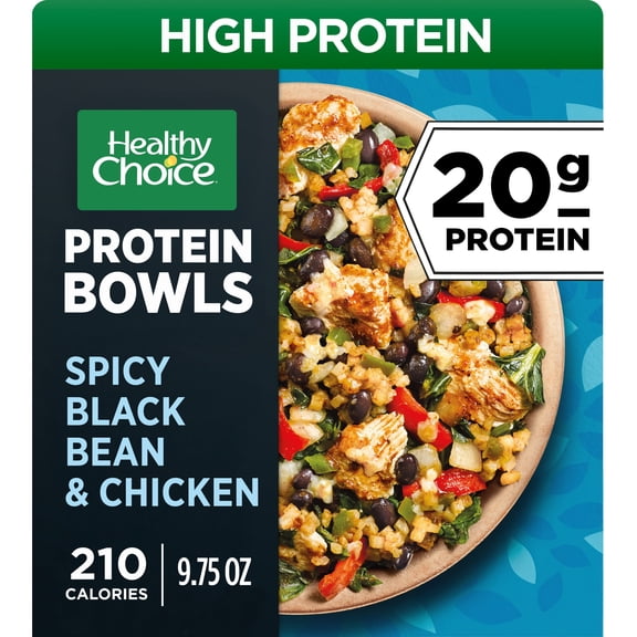 Healthy Choice Protein Bowls Spicy Black Bean & Chicken, 20g Protein, High Protein & Fiber Frozen Meal, 9.75 oz. Bowl