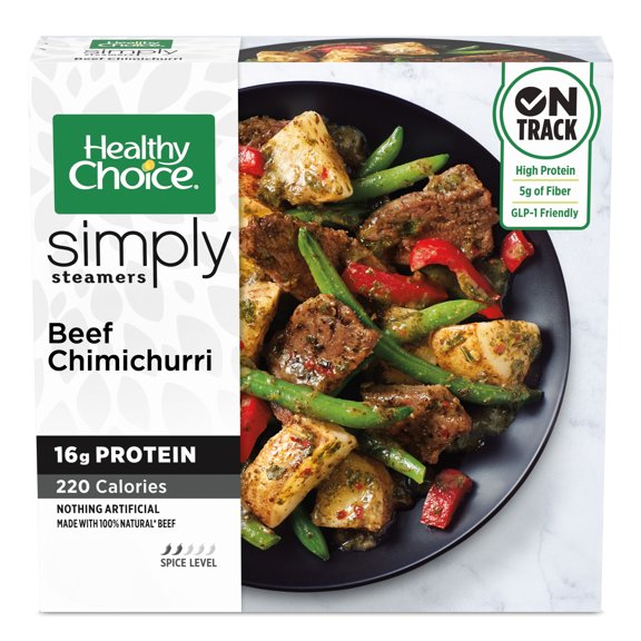 Healthy Choice Simply Steamers Beef Chimichurri, High Protein Frozen Meal, 9 oz. Bowl