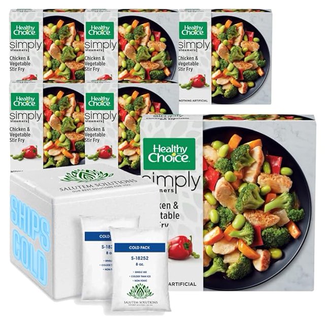 Healthy Choice Simply Steamers Chicken Stir Fry Frozen Dinner, with ice