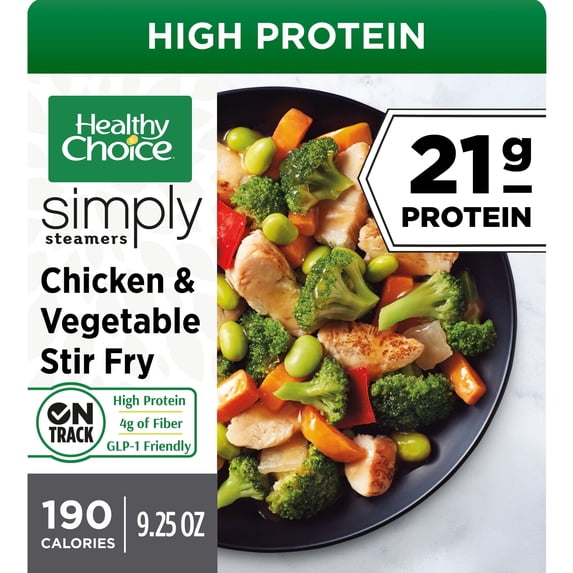 Healthy Choice Simply Steamers Chicken & Vegetable Stir Fry, High Protein Frozen Meal, 9.25 oz. Bowl