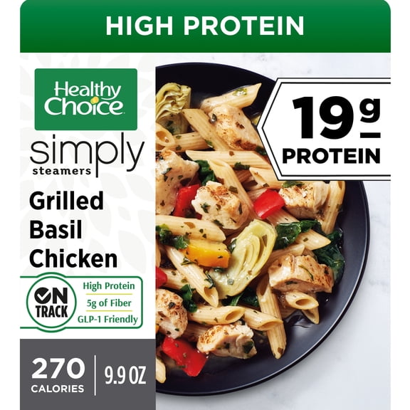 Healthy Choice Simply Steamers Grilled Basil Chicken, High Protein Frozen Meal, 9.9 oz. Bowl