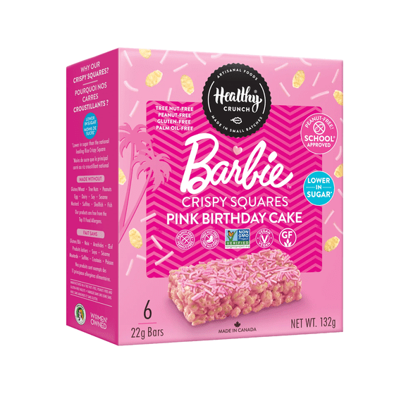 Healthy Crunch Barbie Pink Birthday Cake Crispy Squares, 132g/4.6 oz