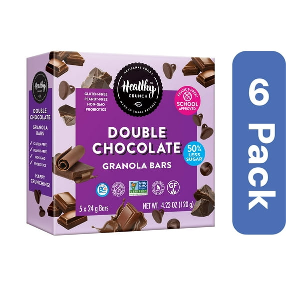Healthy Crunch Double Chocolate Bar 5.08 oz (Pack of 6)