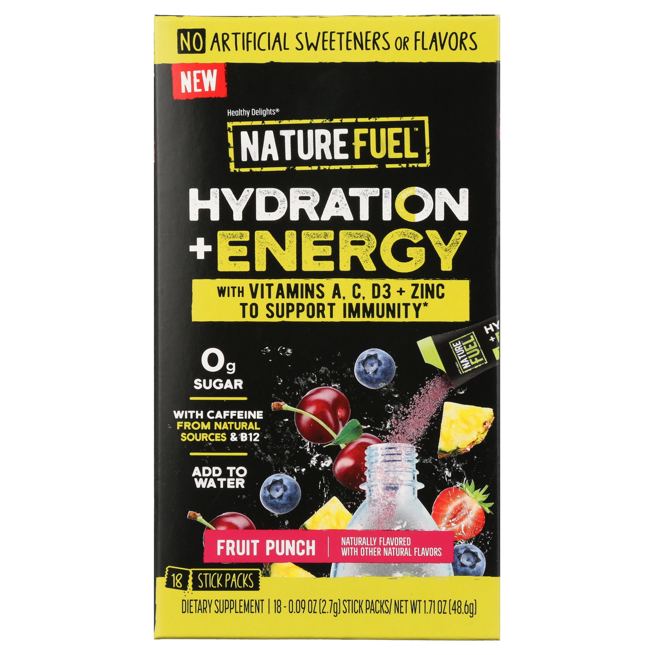 Healthy Delights, Nature Fuel Hydration + Energy, Fruit Punch, 18 Stick