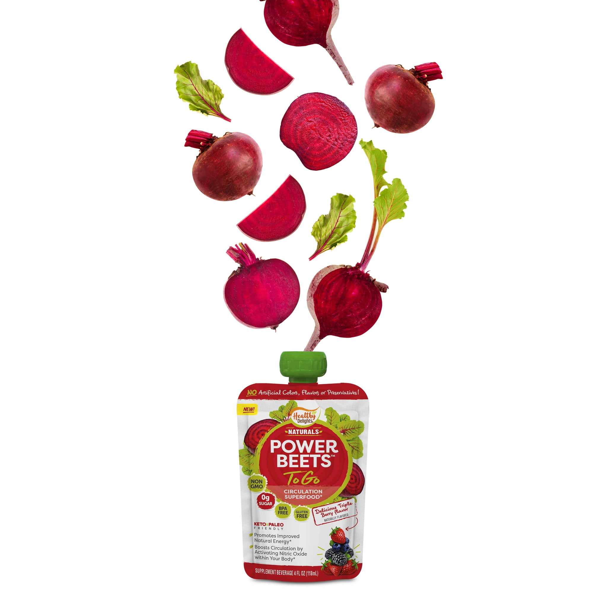 Healthy Delights Power Beets To Go Squeeze Pouch, Triple Berry, 4 fl
